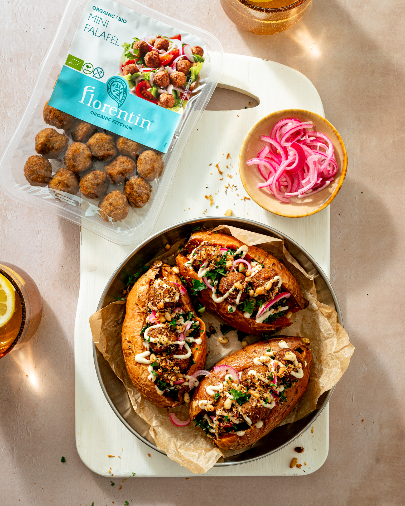 Florentin Gepofte Zoete Aardappel met Mini Falafel